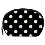 Polka Dots - Ivory on Black Accessory Pouch (Large)