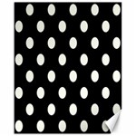 Polka Dots - Ivory on Black Canvas 16  x 20 