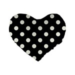 Polka Dots - Ivory on Black Standard 16  Premium Heart Shape Cushion