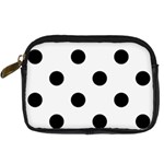 Polka Dots - Black on White Smoke Digital Camera Leather Case