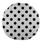 Polka Dots - Black on White Smoke Large 18  Premium Flano Round Cushion