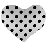 Polka Dots - Black on White Smoke Large 19  Premium Flano Heart Shape Cushion