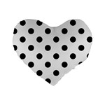 Polka Dots - Black on White Smoke Standard 16  Premium Heart Shape Cushion
