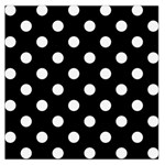 Polka Dots - White Smoke on Black Large Satin Scarf (Square)