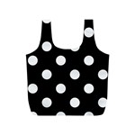 Polka Dots - White Smoke on Black Full Print Recycle Bag (S)
