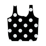 Polka Dots - White Smoke on Black Full Print Recycle Bag (M)