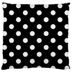 Polka Dots - White Smoke on Black Large Flano Cushion Case (One Side)