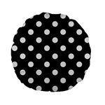 Polka Dots - White Smoke on Black Standard 15  Premium Flano Round Cushion