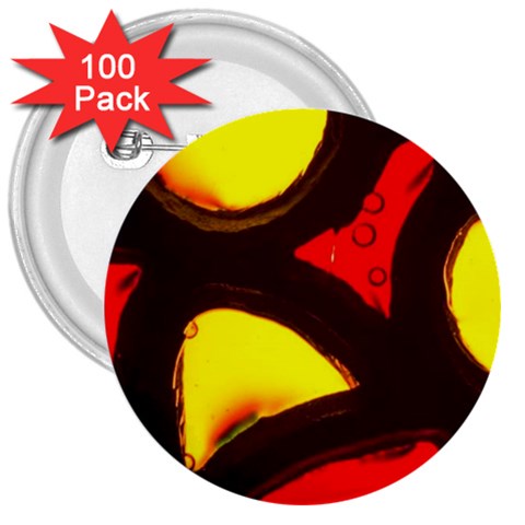 Yellow and Red Stained Glass 3  Button (100 pack) from UrbanLoad.com Front
