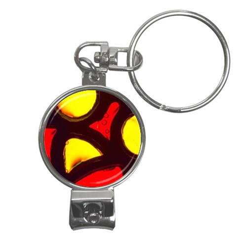 Yellow and Red Stained Glass Nail Clippers Key Chain from UrbanLoad.com Front