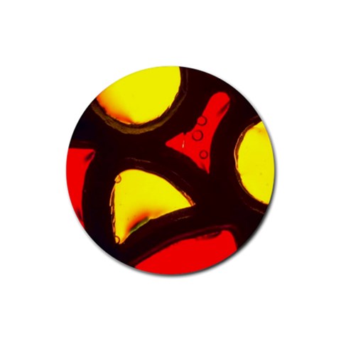 Yellow and Red Stained Glass Rubber Round Coaster (4 pack) from UrbanLoad.com Front