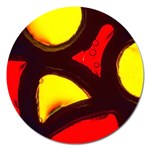 Yellow and Red Stained Glass Magnet 5  (Round)