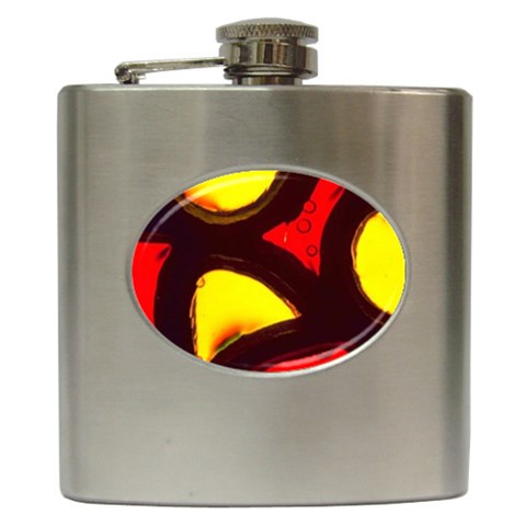 Yellow and Red Stained Glass Hip Flask (6 oz) from UrbanLoad.com Front