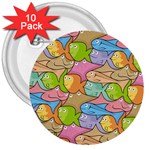 Fishes Cartoon 3  Buttons (10 pack) 
