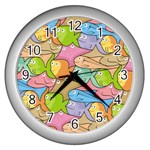Fishes Cartoon Wall Clocks (Silver) 