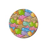 Fishes Cartoon Rubber Coaster (Round) 
