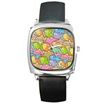 Fishes Cartoon Square Metal Watch