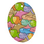 Fishes Cartoon Oval Ornament (Two Sides)