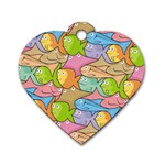 Fishes Cartoon Dog Tag Heart (One Side)