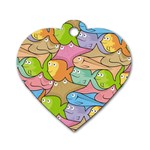Fishes Cartoon Dog Tag Heart (Two Sides)