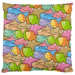 Fishes Cartoon Large Flano Cushion Case (Two Sides)