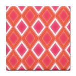 Rosy Harlequin Retro Pattern Tile Coaster