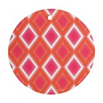 Rosy Harlequin Retro Pattern Ornament (Round)