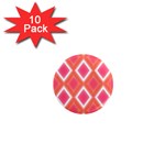 Rosy Harlequin Retro Pattern 1  Mini Magnet (10 pack) 