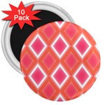 Rosy Harlequin Retro Pattern 3  Magnet (10 pack)