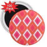 Rosy Harlequin Retro Pattern 3  Magnet (100 pack)