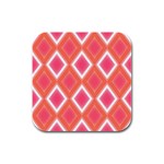 Rosy Harlequin Retro Pattern Rubber Square Coaster (4 pack)