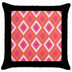 Rosy Harlequin Retro Pattern Throw Pillow Case (Black)