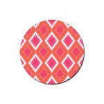 Rosy Harlequin Retro Pattern Rubber Coaster (Round)
