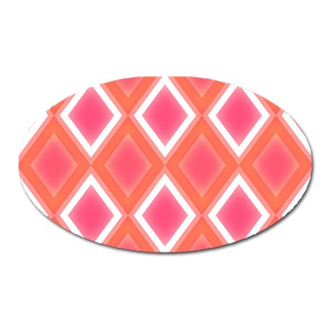 Rosy Harlequin Retro Pattern Magnet (Oval) from UrbanLoad.com Front