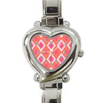 Rosy Harlequin Retro Pattern Heart Italian Charm Watch