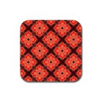Red Opium Lotus Pattern Rubber Coaster (Square)