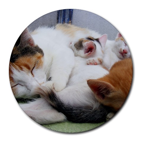 Sleeping Kittens Round Mousepad from UrbanLoad.com Front
