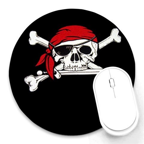 Pirate Skull Kids Round Mousepad from UrbanLoad.com Front
