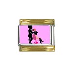 Salon- Silhouette-Pink Gold Trim Italian Charm (9mm)