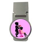 Salon- Silhouette-Pink Money Clip (Round)