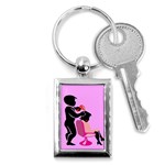 Salon- Silhouette-Pink Key Chain (Rectangle)