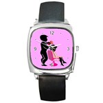 Salon- Silhouette-Pink Square Metal Watch