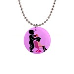 Salon- Silhouette-Pink 1  Button Necklace