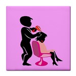 Salon- Silhouette-Pink Tile Coaster