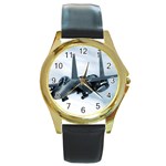 F-15E Strike Eagle Round Gold Metal Watch