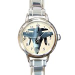 F-16 Fighting Falcon Round Italian Charm Watch