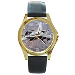 F-18 Hornet Round Gold Metal Watch