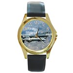 F-16C Fighting Falcon Round Gold Metal Watch