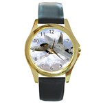 F A-22 Raptor Round Gold Metal Watch