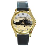 UH-60 Blackhawk Round Gold Metal Watch